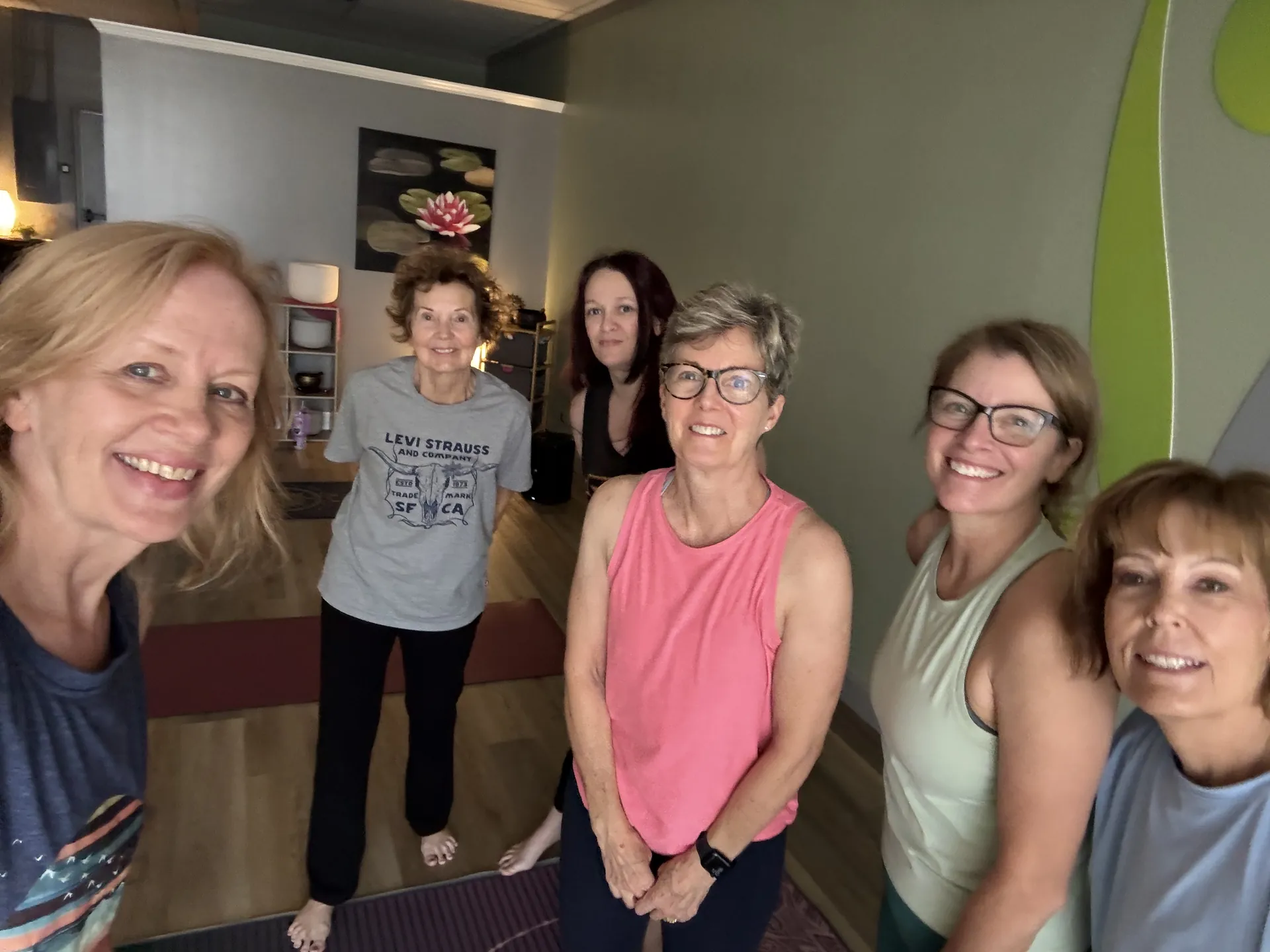 A group selfie in the studio after class.