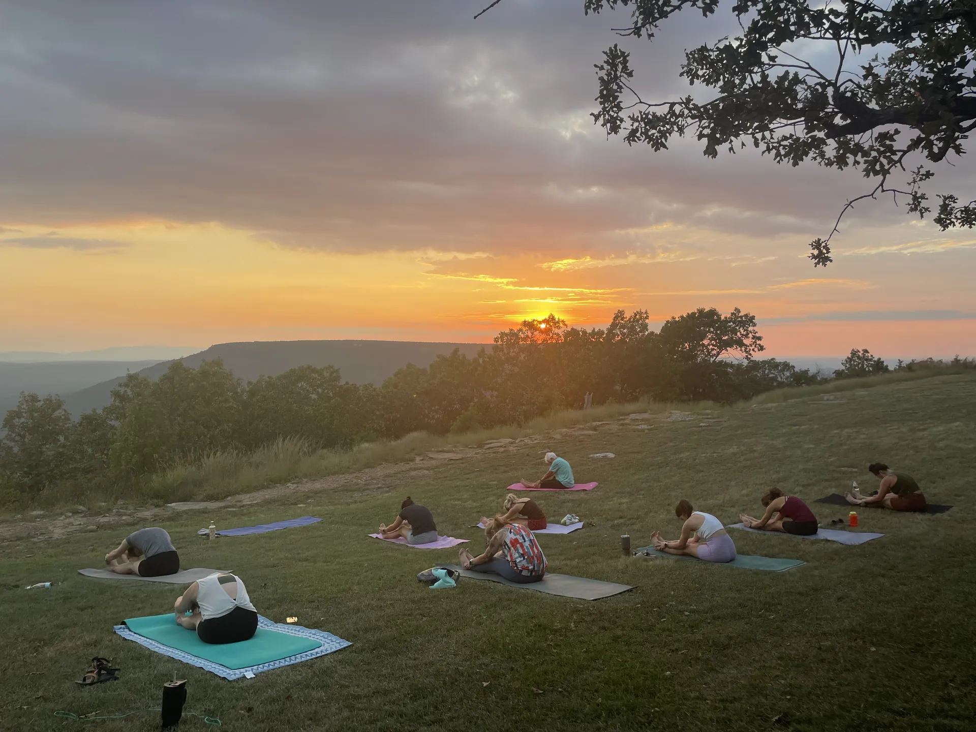 Sunset over the valley during the Fall Equinox practice on Mount Nebo.
